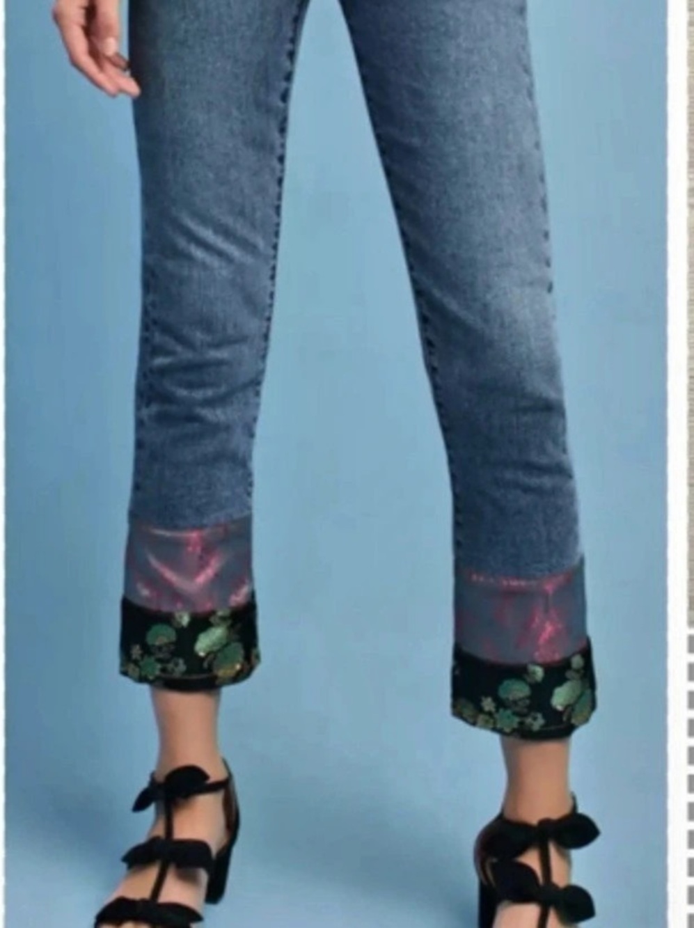 Pilcro and the Letterpress Pilcro Floral Cuff Slim Boyfriend Jeans Floral Cuff
